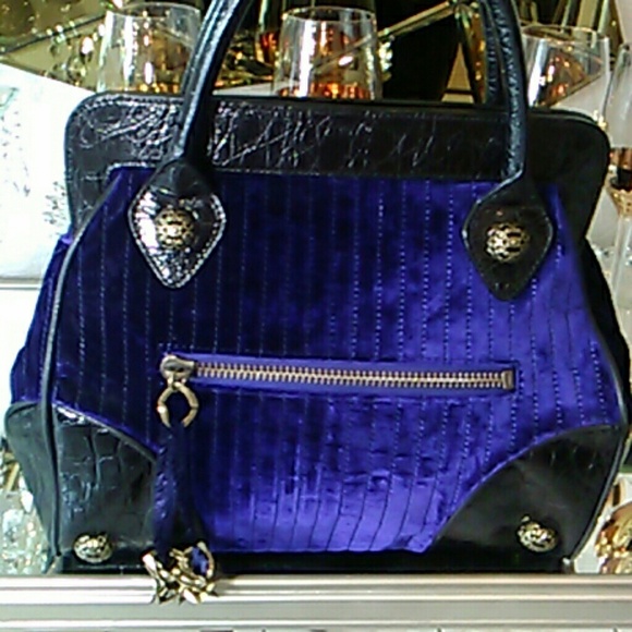 blue velvet purse